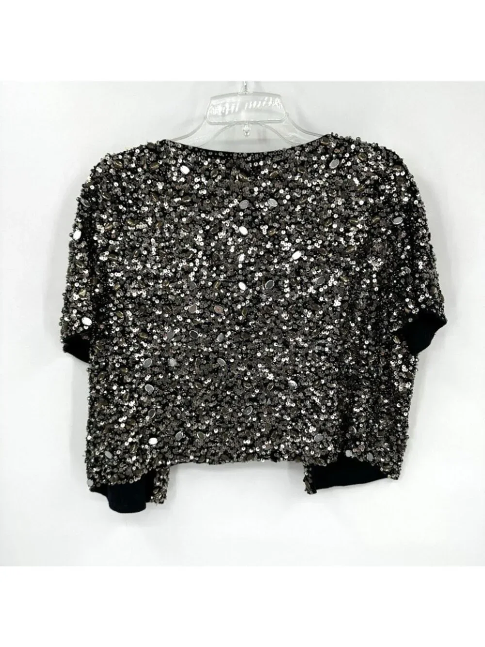 vintage 90s Y2K MICHAEL SIMON jacket bolero cropped evening cocktail glam silver